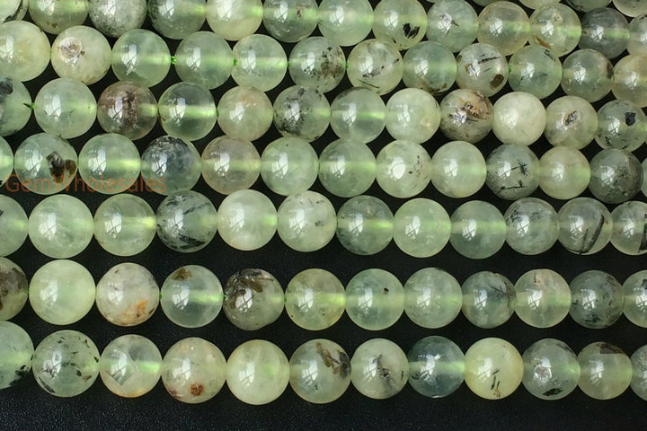 15.25" 10mm Natural green prehnite Semi precious stone Round beads AB