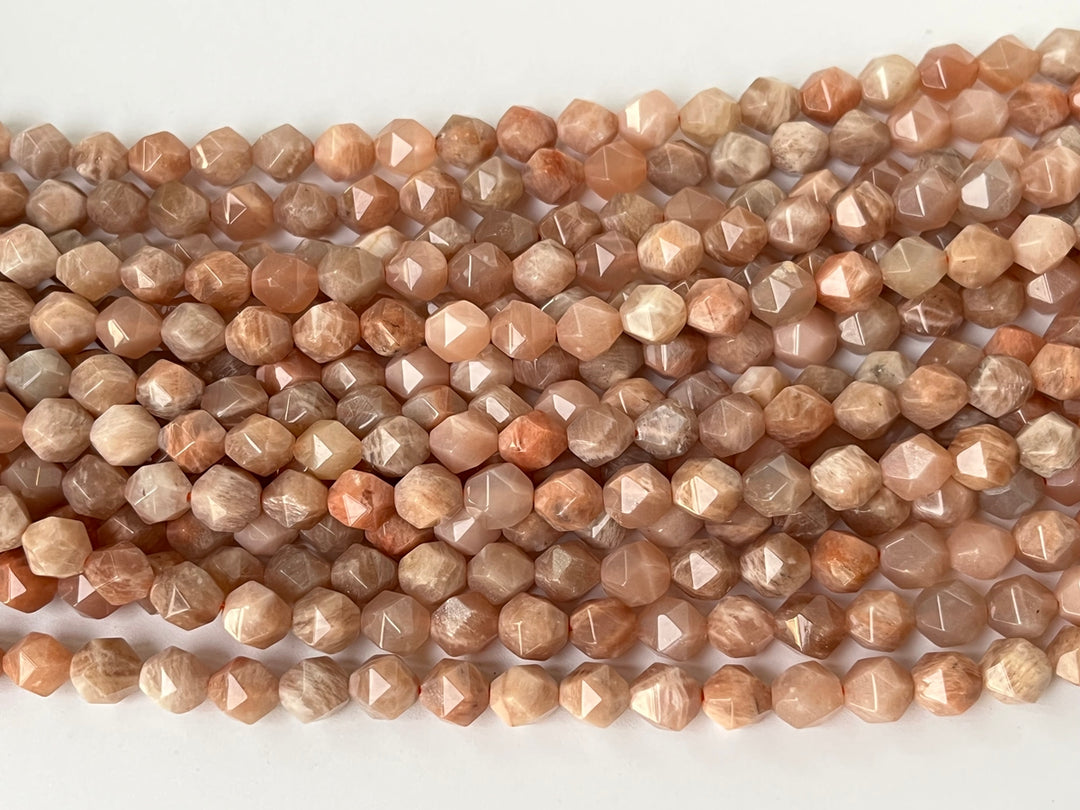 15“ 8mm/10mm natural Sunstone round star faceted beads