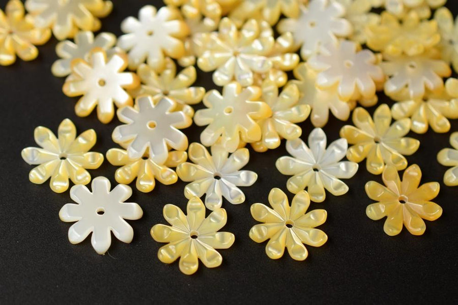 10PCS 8/10mm Natural Yellow MOP 8 petal flower,mother of pearl sun flower