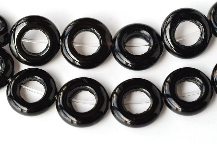 15.5" 10mm black Agate onyx round Donut jewelry beads supply