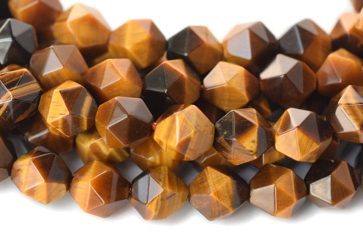 15.5" Yellow tiger eye faceted beads 8mm/10mm,  yellow color semi-precious stone