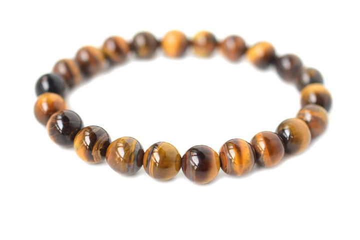 7" 8mm Natural yellow tiger eye round beads stretch bracelets