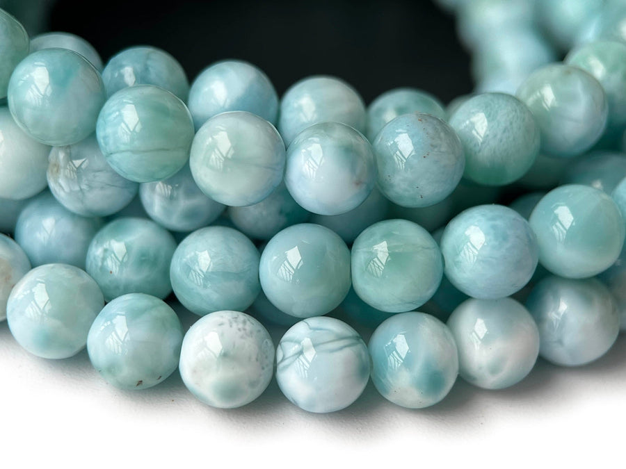 15.5" 6mm A Natural genuine larimar round gemstone jewelry beads