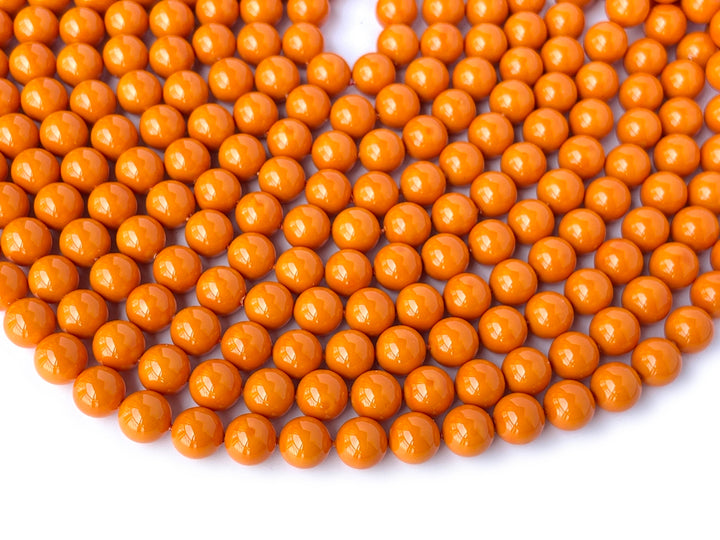15.5" 6mm/8mm/10mm Orange Shell pearl round beads,shell core pearl