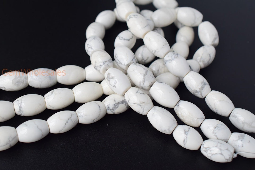 16" 13x18mm Natural white howlite drum beads, white howlite 13x18mm barrel beads