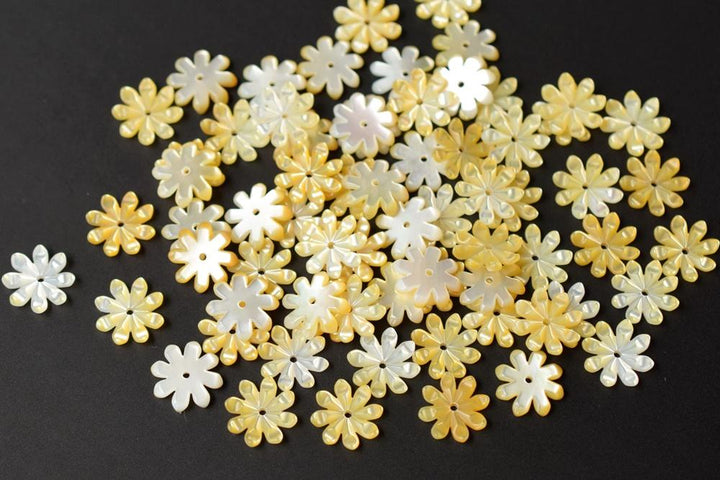10PCS 8/10mm Natural Yellow MOP 8 petal flower,mother of pearl sun flower