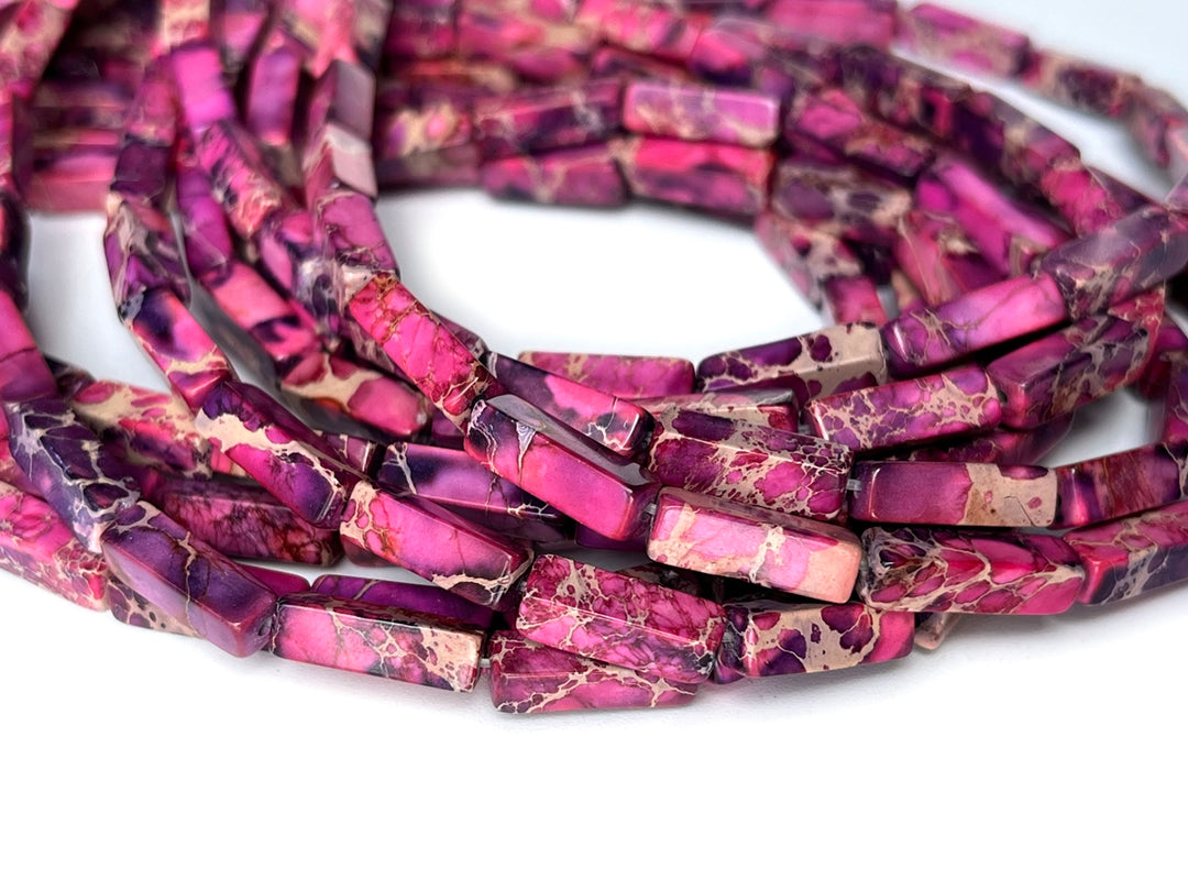 15.5“ 4x13mm purple emperor jasper rectangle tube beads