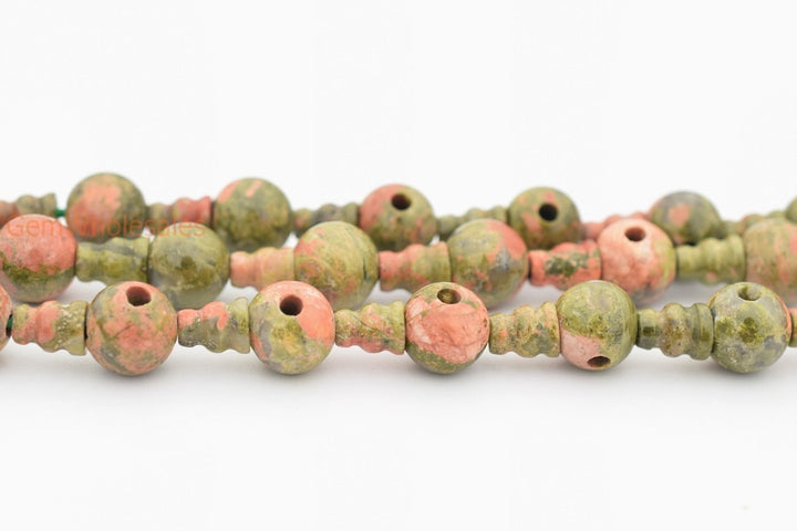 5 Sets 10mm Natural Unakite T hole beads set, Guru Mala Cones Beads