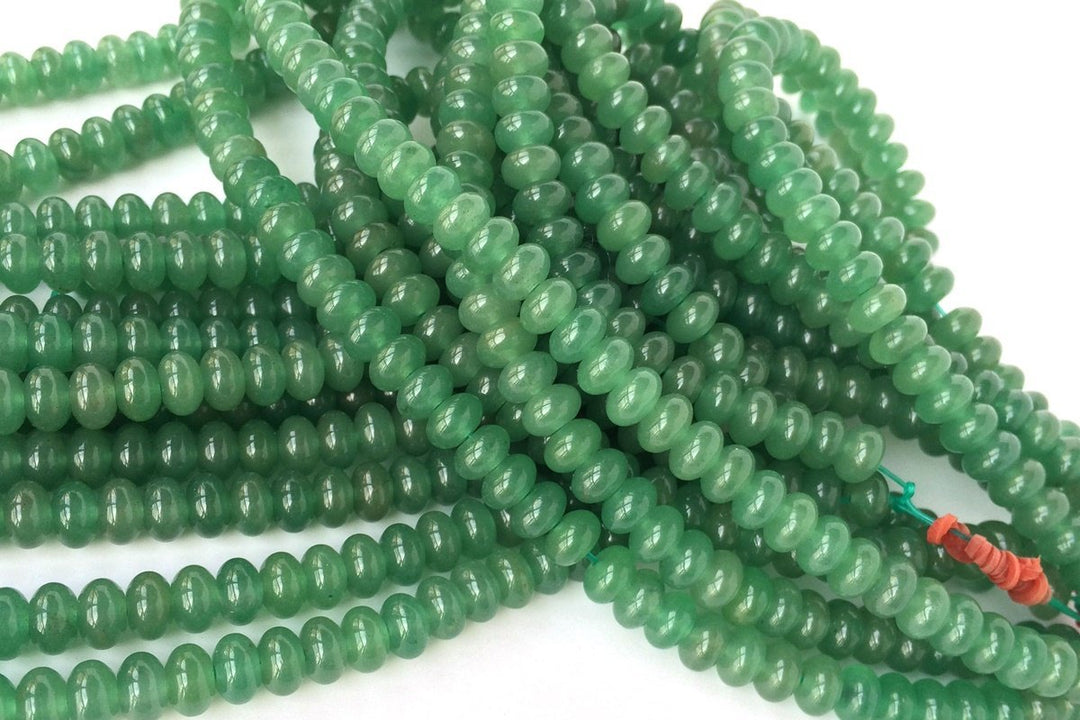 15.5" 5x8mm Natural Green aventurine roundel/rondelle beads