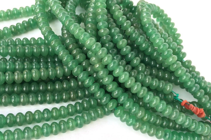 15.5" 5x8mm Natural Green aventurine roundel/rondelle beads