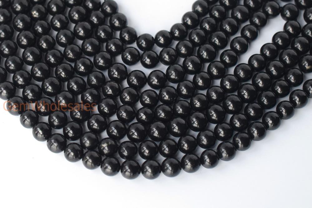 15.5" 4mm/6mm/8mm Natural Shungite stone Smooth Round Beads