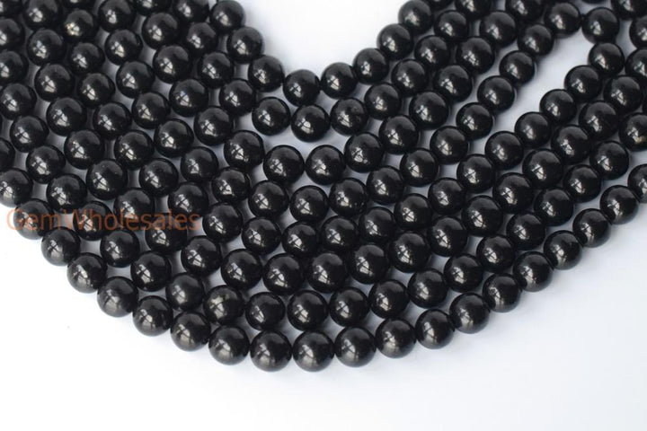15.5" 4mm/6mm/8mm Natural Shungite stone Smooth Round Beads