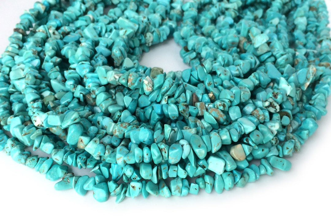 34" Blue howlite ~5x10mm chips,blue Gemstone chips beads