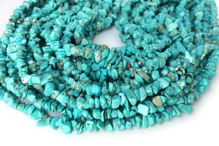 34" Blue howlite ~5x10mm chips,blue Gemstone chips beads