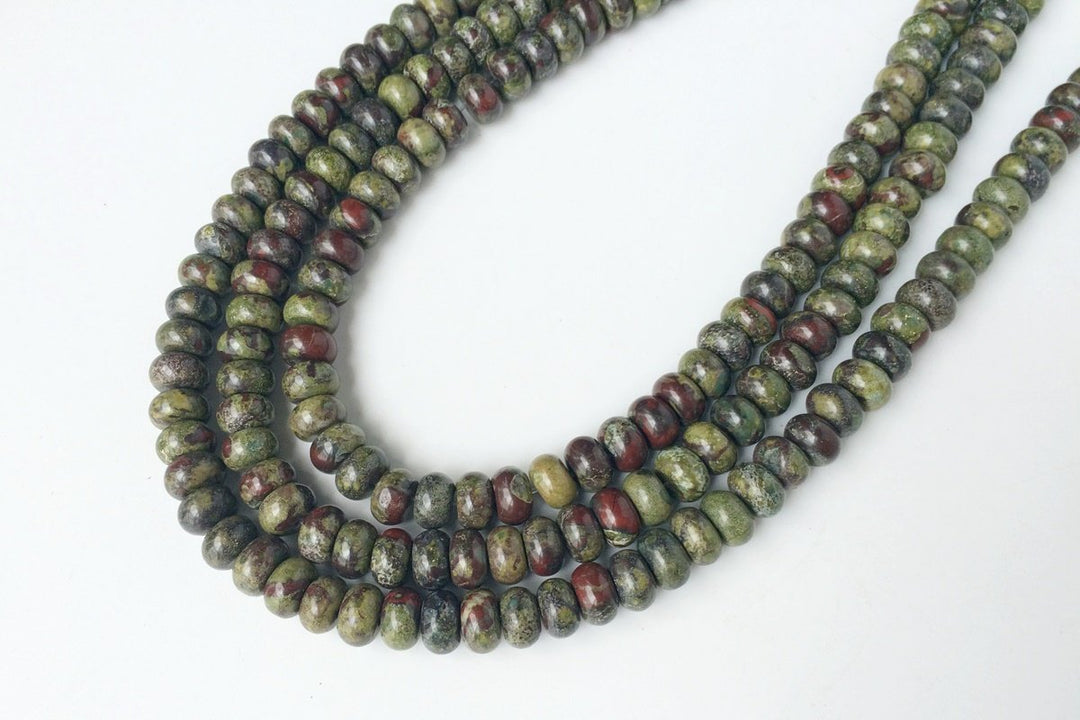 15.5" 5x8mm natural Dragon blood Jasper roundel/rondelle beads, semi-precious stone