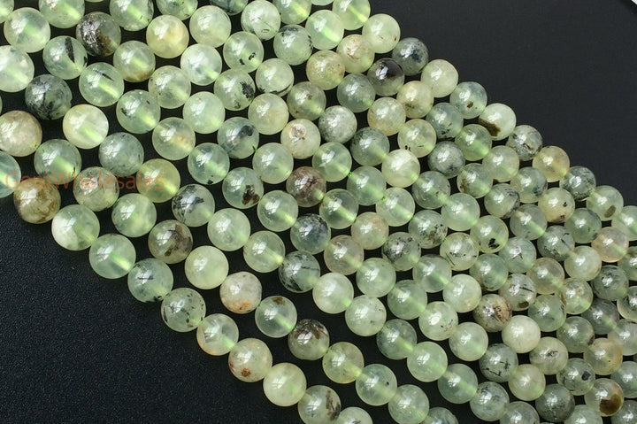 15.25 "8mm Natural green prehnite Semi precious stone Round beads AB