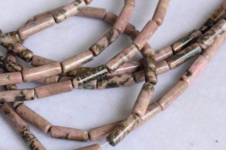 15.5"Rhodonite round tubes 4x13mm, red gemstone tube,natural rhodonite Cylinder