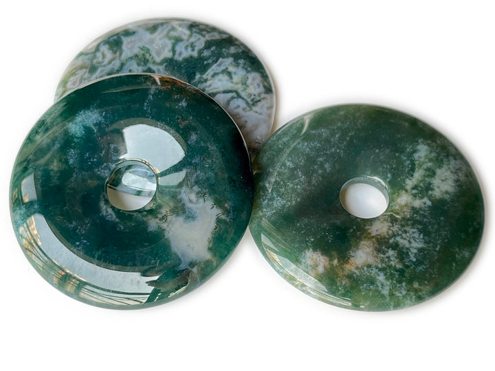 1PC 50mm natural green moss agate Round donut pendant