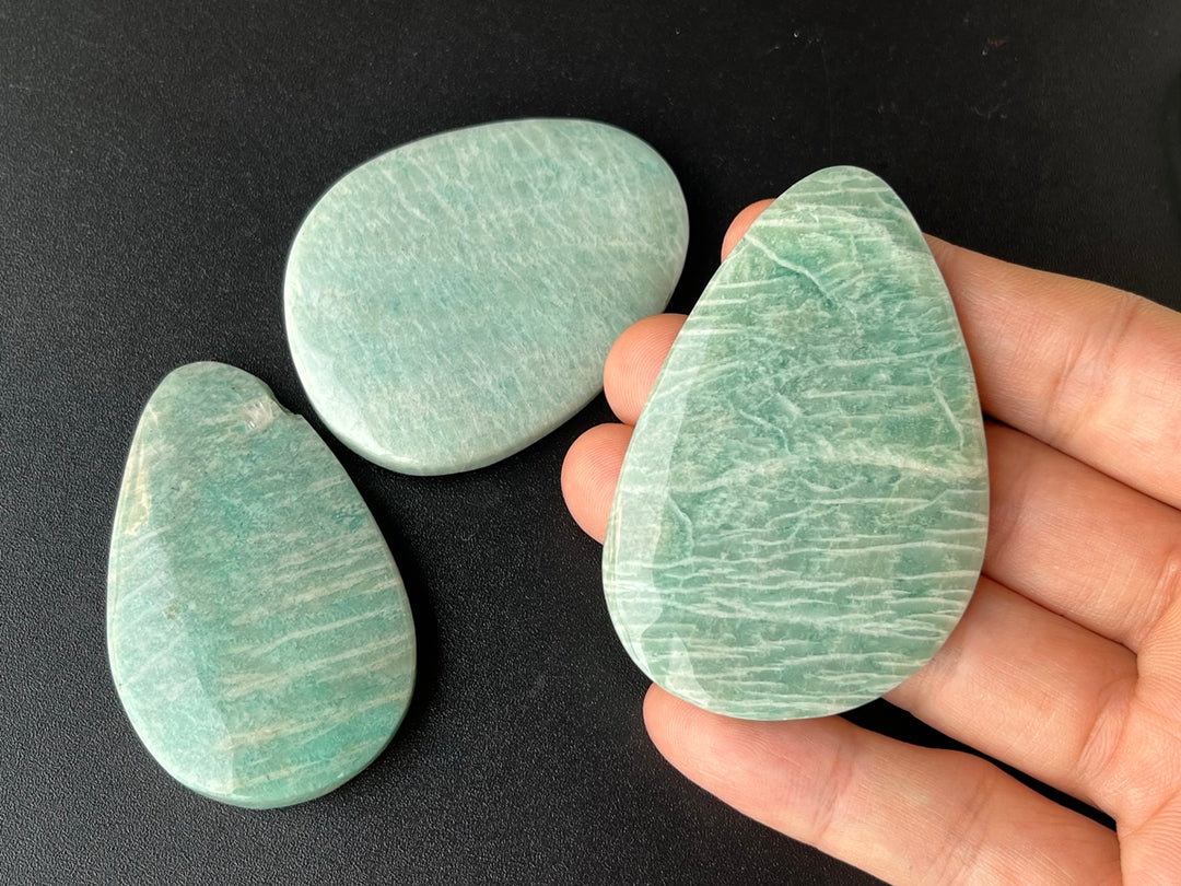 1PC 55~65mm Natural Amazonite stone big flat nugget pendant Side hole