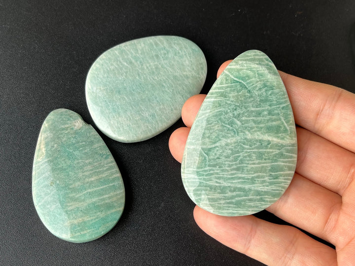 1PC 55~65mm Natural Amazonite stone big flat nugget pendant Side hole