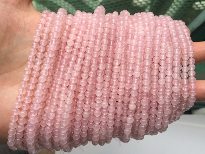 15" 4mm AA Natural Rose quartz round beads, pink crystal