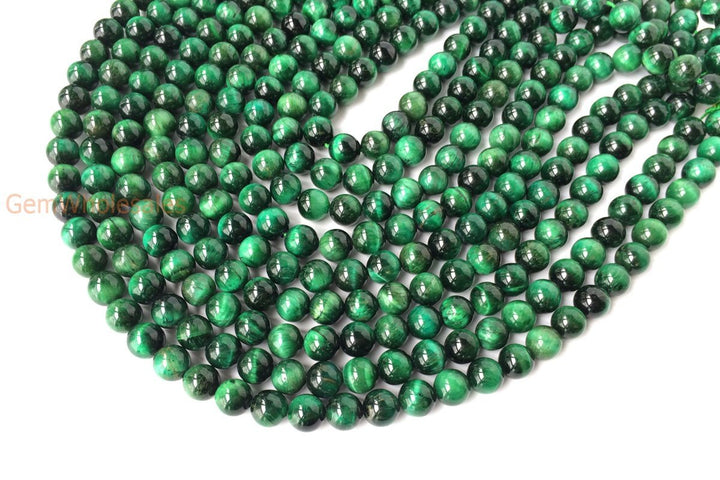 15.5" 8mm/10mm/12mm Dyed green tiger eye round stone beads