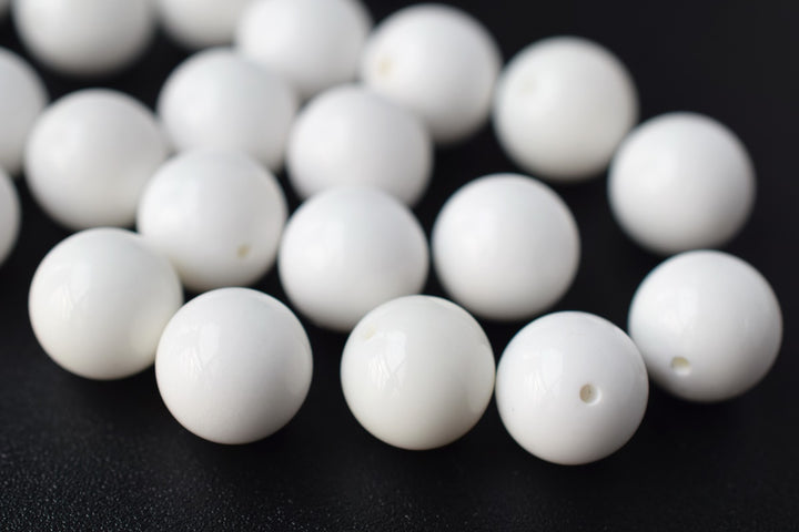 10PCS 10mm White agate/onyx half drilled hole round beads