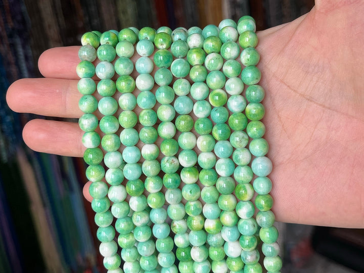 15.5" 8mm Dyed blue green jade round jewelry beads supply X07