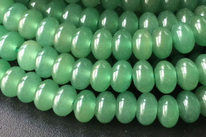 15.5" 5x8mm Natural Green aventurine roundel/rondelle beads