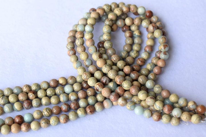 15.5" Blue Aqua Terra Jasper round beads 8mm/10mm, blue African opal beads, blue impression jasper