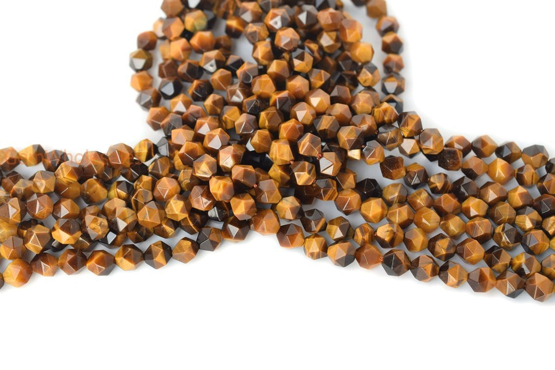 15.5" Yellow tiger eye faceted beads 8mm/10mm,  yellow color semi-precious stone