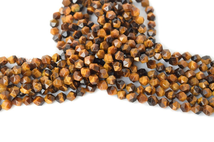 15.5" Yellow tiger eye faceted beads 8mm/10mm,  yellow color semi-precious stone