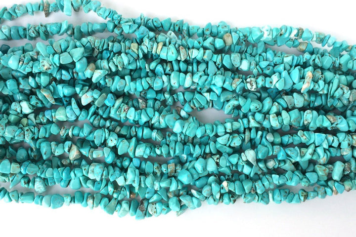 34" Blue howlite ~5x10mm chips,blue Gemstone chips beads