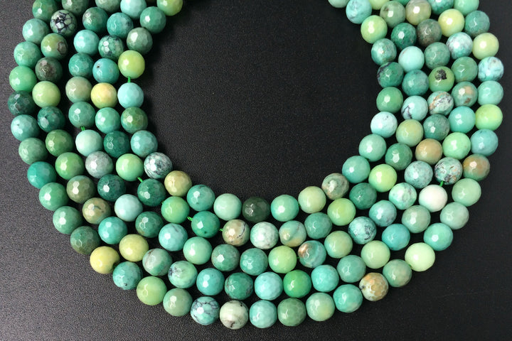 15.5" Natural Moss Green Opal 10mm/12mm/14mm round 128 faceted beads, Natural Green gemstone
