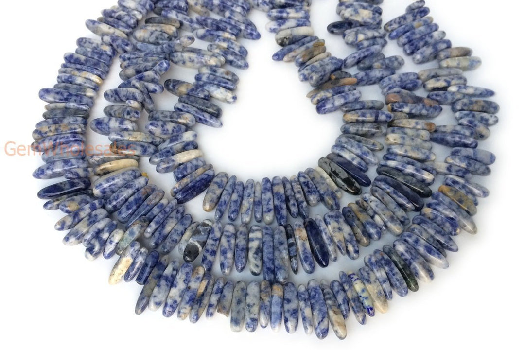 15.5" Natural blue spot stone tooth chips 15~20mm,long spike