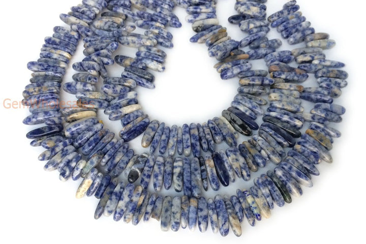 15.5" Natural blue spot stone tooth chips 15~20mm,long spike