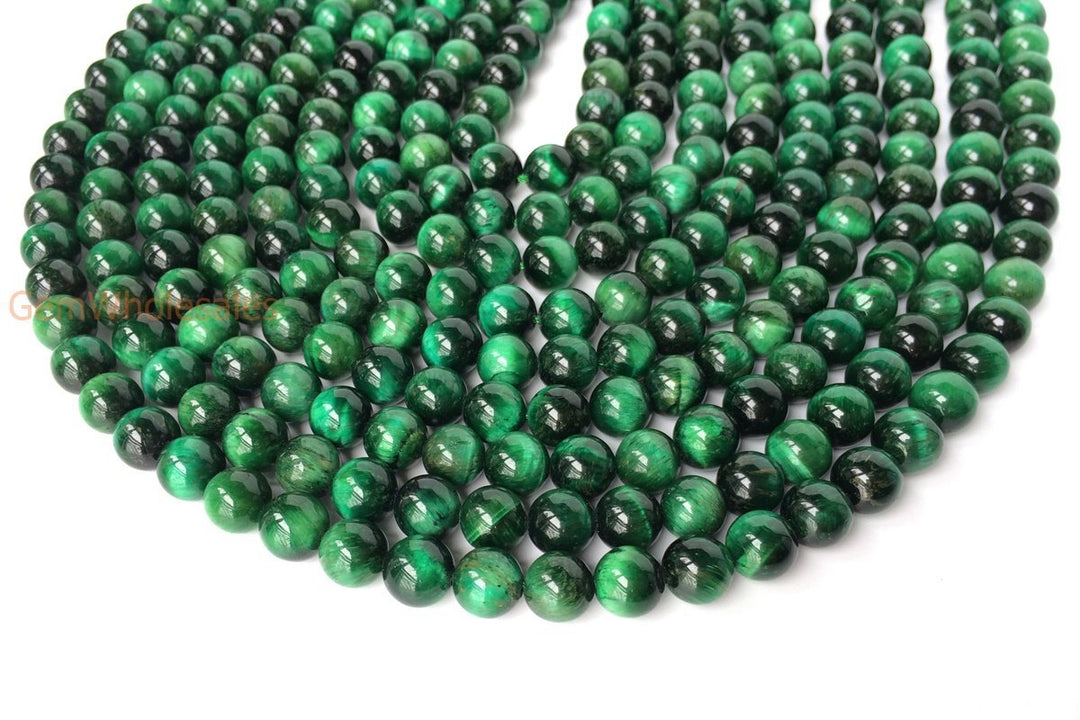 15.5" 8mm/10mm/12mm Dyed green tiger eye round stone beads
