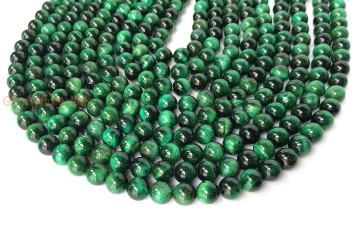 15.5" 8mm/10mm/12mm Dyed green tiger eye round stone beads