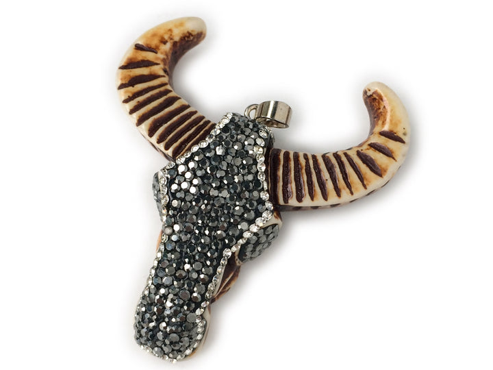1PC 50x56mm Antique brown color Resin bull cow head pendant