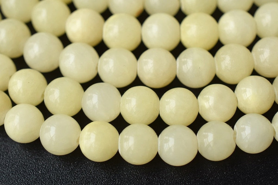 15.5" 6mm/8mm/10mm/12mm light yellow dyed jade Round beads gemstone