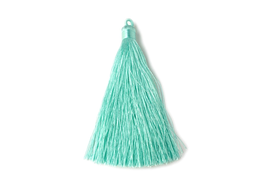 2PCS 10cm Light greenish blue Handmade silky Thread Tassels