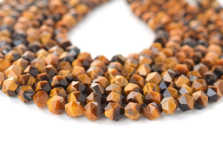 15.5" Yellow tiger eye faceted beads 8mm/10mm,  yellow color semi-precious stone