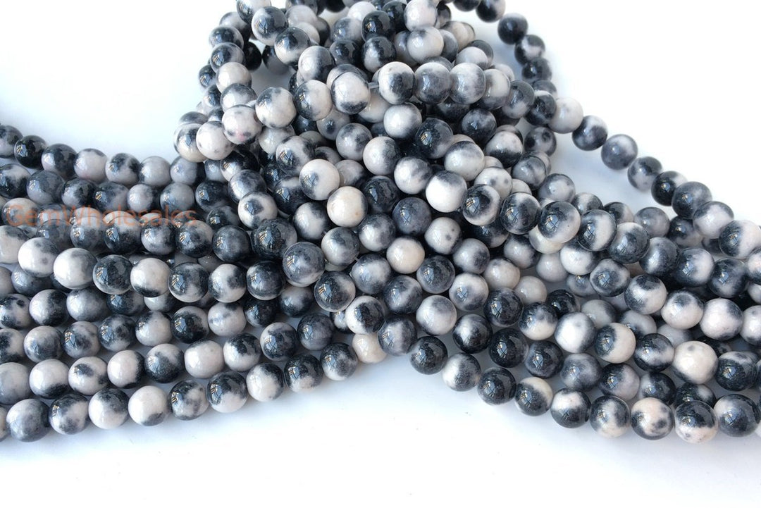 15.5" 8mm Dyed dark blue white jade round jewelry beads supply 04