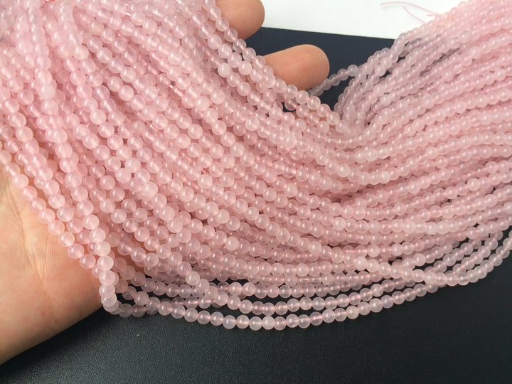 15" 4mm AA Natural Rose quartz round beads, pink crystal