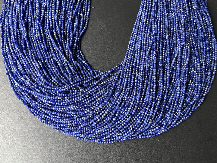 15.5" 2mm AAA natural sodalite stone round micro faceted beads