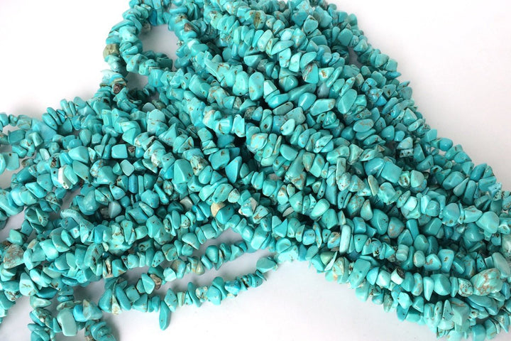 34" Blue howlite ~5x10mm chips,blue Gemstone chips beads