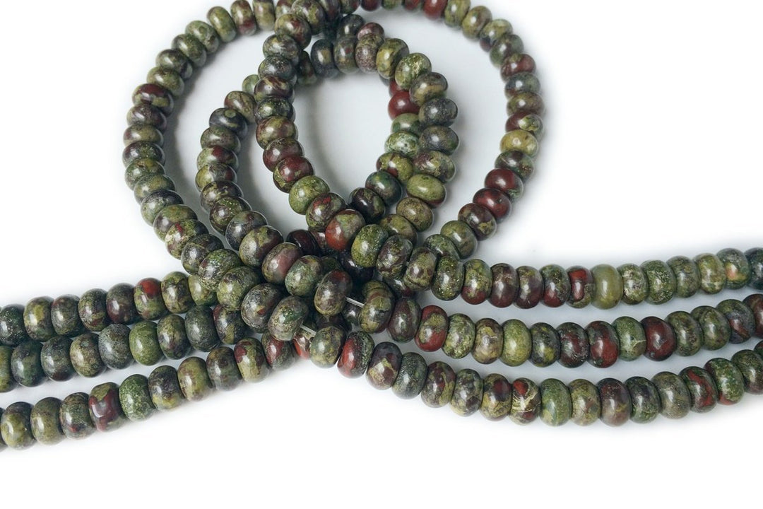 15.5" 5x8mm natural Dragon blood Jasper roundel/rondelle beads, semi-precious stone