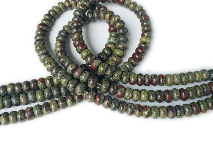 15.5" 5x8mm natural Dragon blood Jasper roundel/rondelle beads, semi-precious stone