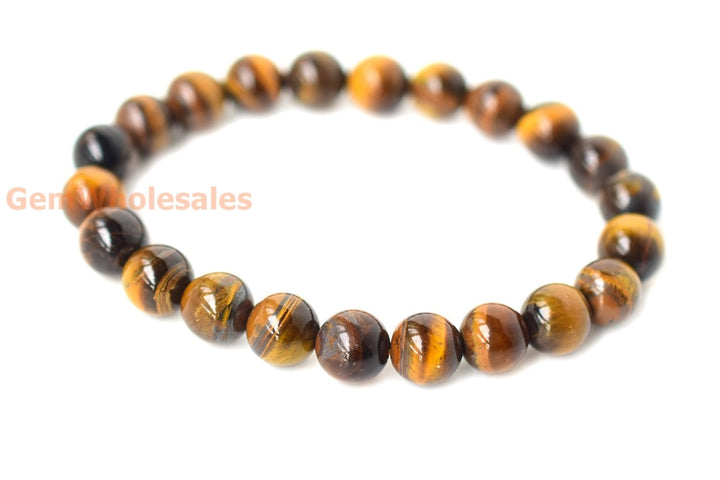 7" 8mm Natural yellow tiger eye round beads stretch bracelets