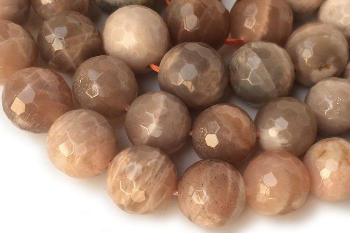 15.5" Natural Sunstone 12mm/14mm round 128 faceted beads